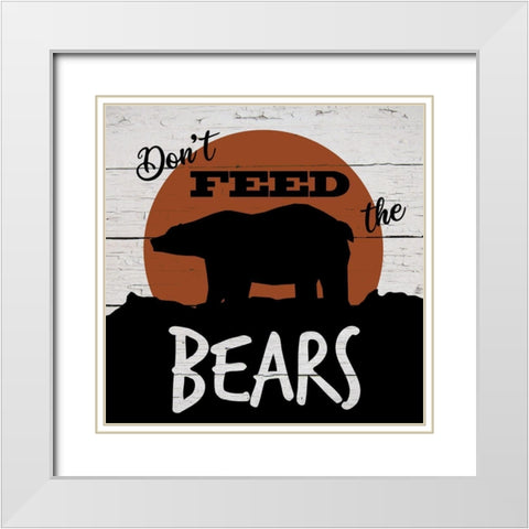 Lodge Bear White Modern Wood Framed Art Print with Double Matting by Craven, Katrina