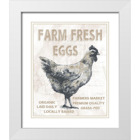 Farm Fresh Chicken White Modern Wood Framed Art Print with Double Matting by Knutsen, Conrad