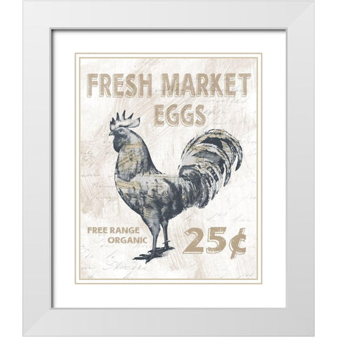Fresh Market Rooster White Modern Wood Framed Art Print with Double Matting by Knutsen, Conrad