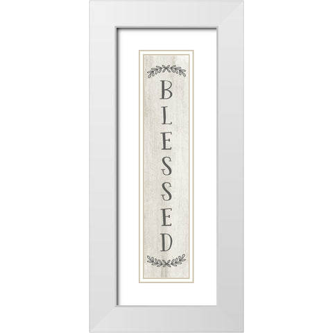Blessed White Modern Wood Framed Art Print with Double Matting by CAD Designs