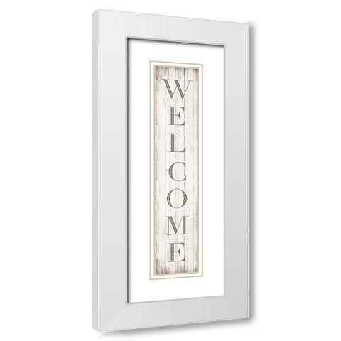 Welcome White Modern Wood Framed Art Print with Double Matting by CAD Designs