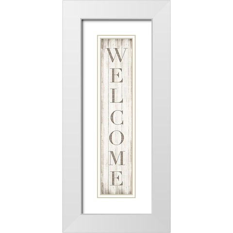 Welcome White Modern Wood Framed Art Print with Double Matting by CAD Designs