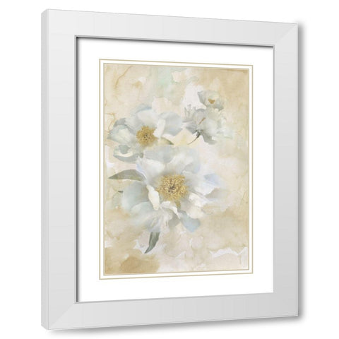 Soft Peonies I White Modern Wood Framed Art Print with Double Matting by Nan
