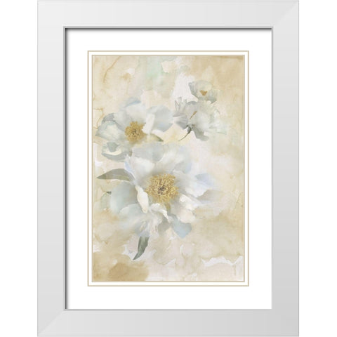 Soft Peonies I White Modern Wood Framed Art Print with Double Matting by Nan