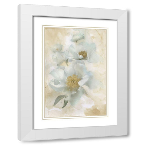 Soft Peonies II White Modern Wood Framed Art Print with Double Matting by Nan