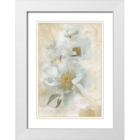 Soft Peonies II White Modern Wood Framed Art Print with Double Matting by Nan