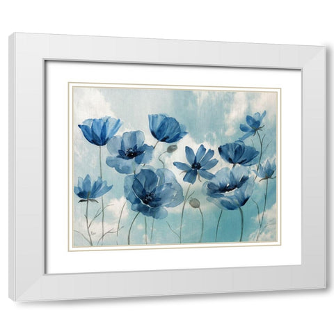 Springing Up Blue White Modern Wood Framed Art Print with Double Matting by Nan