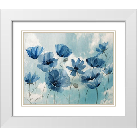 Springing Up Blue White Modern Wood Framed Art Print with Double Matting by Nan