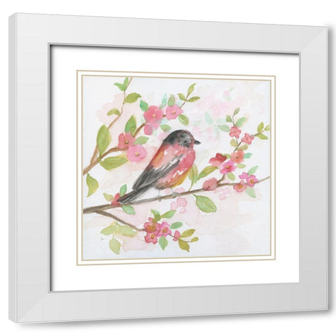 Spring Song I White Modern Wood Framed Art Print with Double Matting by Nan