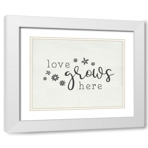 Love Grows White Modern Wood Framed Art Print with Double Matting by CAD Designs