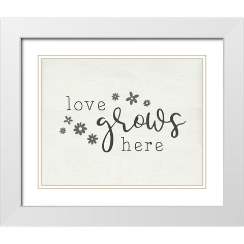 Love Grows White Modern Wood Framed Art Print with Double Matting by CAD Designs
