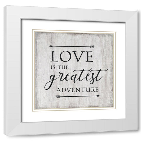 Love Adventure White Modern Wood Framed Art Print with Double Matting by CAD Designs