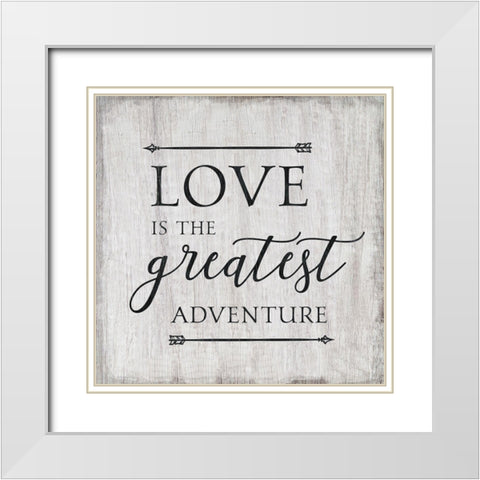 Love Adventure White Modern Wood Framed Art Print with Double Matting by CAD Designs