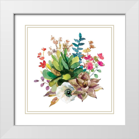 Scrumptious Succulents III White Modern Wood Framed Art Print with Double Matting by Robinson, Carol