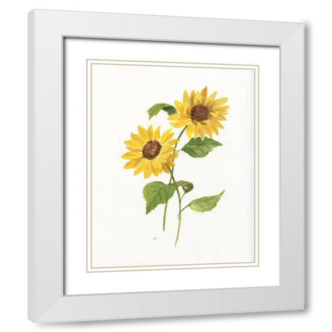 Ochre Botanical III White Modern Wood Framed Art Print with Double Matting by Nan