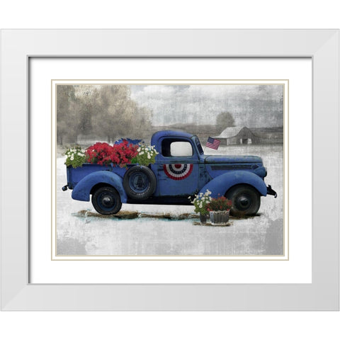 American Truck Blue White Modern Wood Framed Art Print with Double Matting by Nan