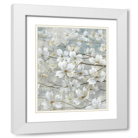 Dogwoods In Bloom White Modern Wood Framed Art Print with Double Matting by Nan