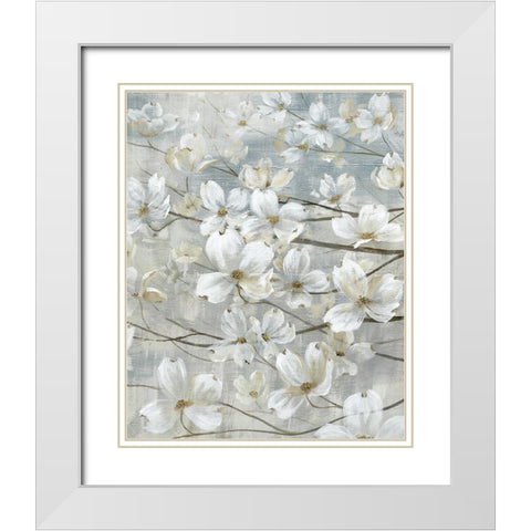 Dogwoods In Bloom White Modern Wood Framed Art Print with Double Matting by Nan