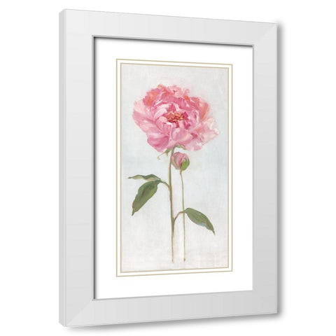 Peony I White Modern Wood Framed Art Print with Double Matting by Swatland, Sally