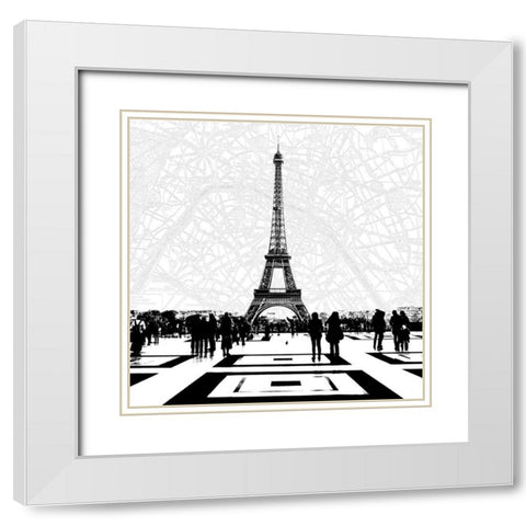 Vue Eiffel White Modern Wood Framed Art Print with Double Matting by Jill, Susan