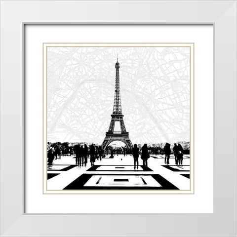 Vue Eiffel White Modern Wood Framed Art Print with Double Matting by Jill, Susan