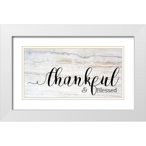 Thankful and Blessed White Modern Wood Framed Art Print with Double Matting by Santiago, Daniela