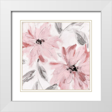 Blushing Joy White Modern Wood Framed Art Print with Double Matting by Robinson, Carol