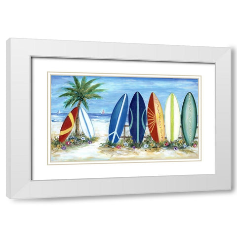 Surfs Up White Modern Wood Framed Art Print with Double Matting by Dunlap, Marilyn