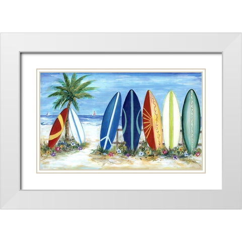 Surfs Up White Modern Wood Framed Art Print with Double Matting by Dunlap, Marilyn