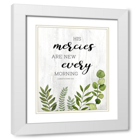 Mercies White Modern Wood Framed Art Print with Double Matting by Knutsen, Conrad