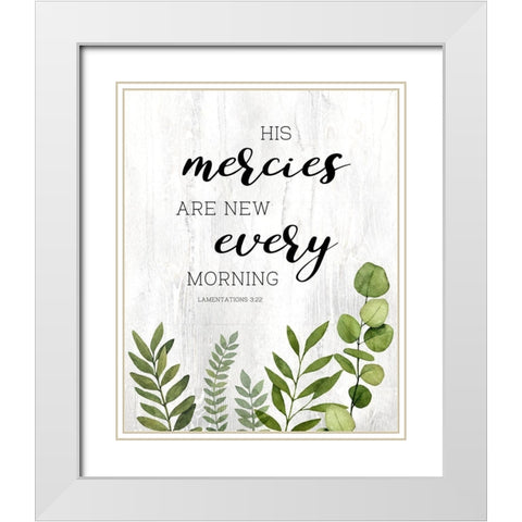 Mercies White Modern Wood Framed Art Print with Double Matting by Knutsen, Conrad