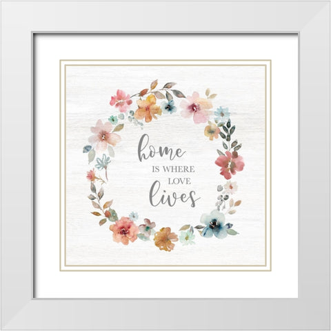 Love Lives White Modern Wood Framed Art Print with Double Matting by Robinson, Carol