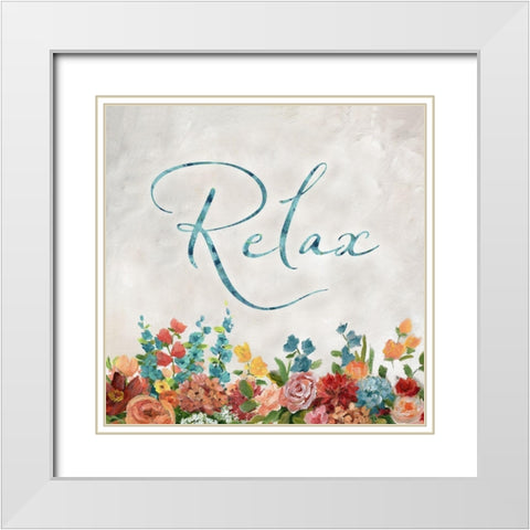 Floral Relax White Modern Wood Framed Art Print with Double Matting by Nan