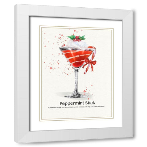 Peppermint Stick Cocktail White Modern Wood Framed Art Print with Double Matting by Jill, Susan