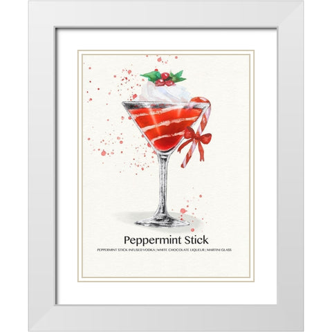 Peppermint Stick Cocktail White Modern Wood Framed Art Print with Double Matting by Jill, Susan