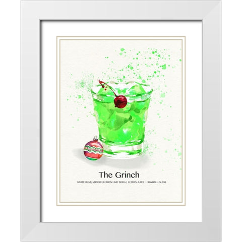 The Grinch Cocktail White Modern Wood Framed Art Print with Double Matting by Jill, Susan