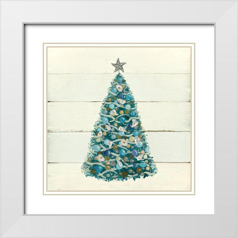 Christmas Shell Tree White Modern Wood Framed Art Print with Double Matting by Robinson, Carol