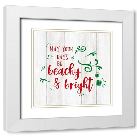 Beachy and Bright White Modern Wood Framed Art Print with Double Matting by CAD Designs