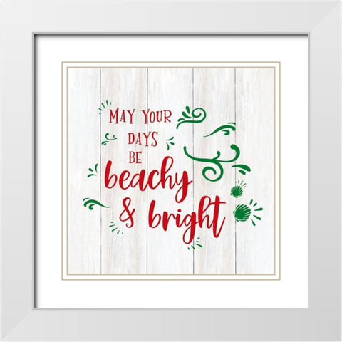 Beachy and Bright White Modern Wood Framed Art Print with Double Matting by CAD Designs