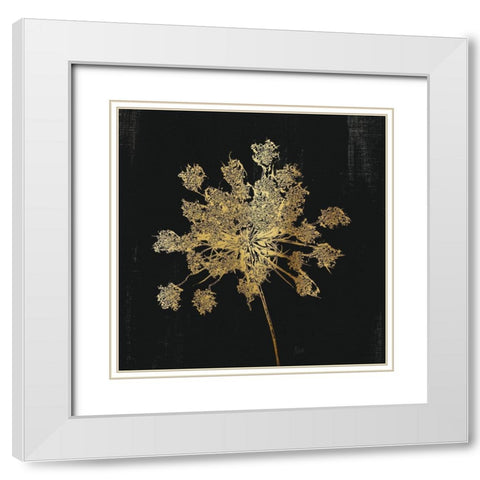 Lacy Gold II White Modern Wood Framed Art Print with Double Matting by Nan