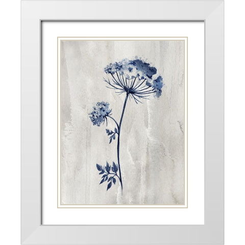Indigo Botanical I White Modern Wood Framed Art Print with Double Matting by Knutsen, Conrad