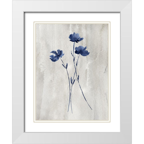Indigo Botanical III White Modern Wood Framed Art Print with Double Matting by Knutsen, Conrad