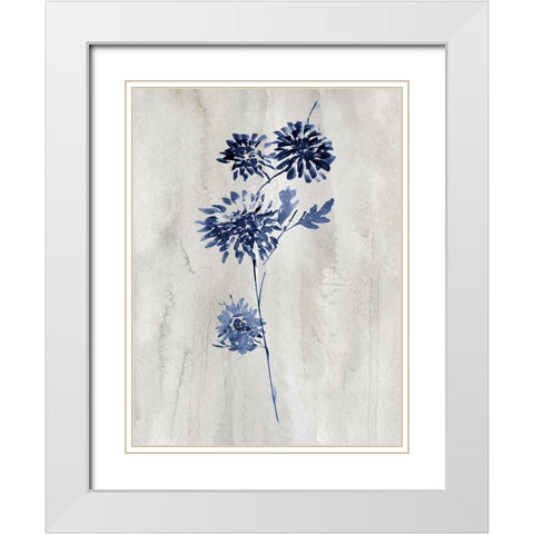 Indigo Botanical IV White Modern Wood Framed Art Print with Double Matting by Knutsen, Conrad