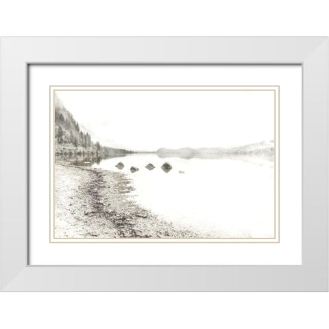 Taupe Lake Walk White Modern Wood Framed Art Print with Double Matting by Weisz, Irene