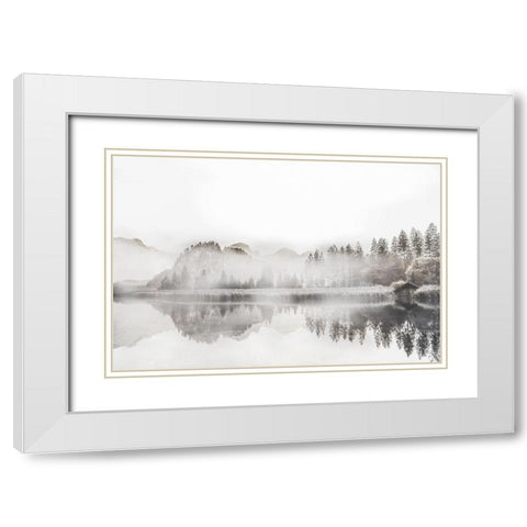 Taupe Morning Mood White Modern Wood Framed Art Print with Double Matting by Weisz, Irene