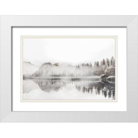 Taupe Morning Mood White Modern Wood Framed Art Print with Double Matting by Weisz, Irene