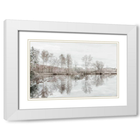 Taupe Water Mirror White Modern Wood Framed Art Print with Double Matting by Weisz, Irene