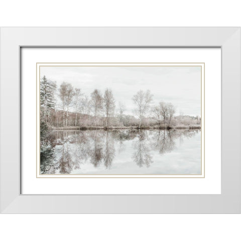 Taupe Water Mirror White Modern Wood Framed Art Print with Double Matting by Weisz, Irene