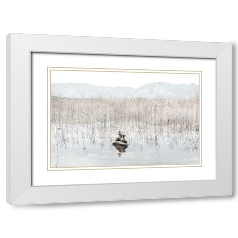 Taupe Zen White Modern Wood Framed Art Print with Double Matting by Weisz, Irene