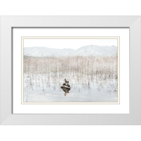 Taupe Zen White Modern Wood Framed Art Print with Double Matting by Weisz, Irene